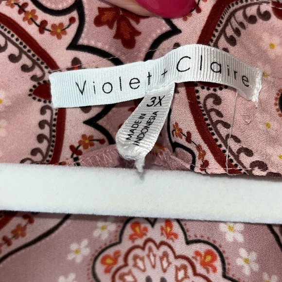 Violet & Claire 3/4 Sleeve Tunic V/Neck Blouse Top 3X Boho Cottegecore - Picture 4 of 6